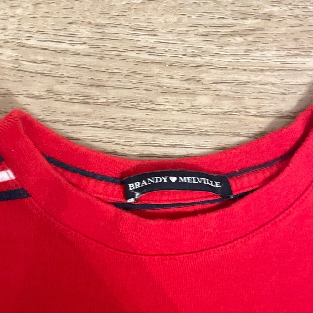 Brandy Melville Red Stripe T-Shirt - Picture 5 of 6